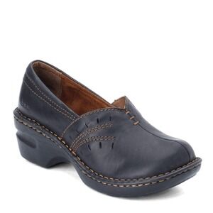 Born BOC Earley Clogs Work Shoes Black Leather Tooling Womens 8.5 EU 40